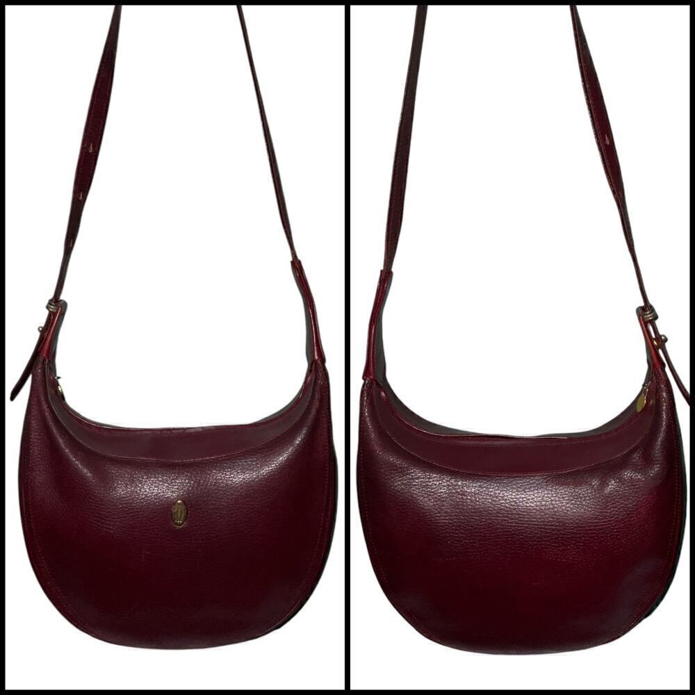 CARTIER Must De Vintage Bordeaux Pebbled Leather Shoulder Bag - Picture 4 of 14